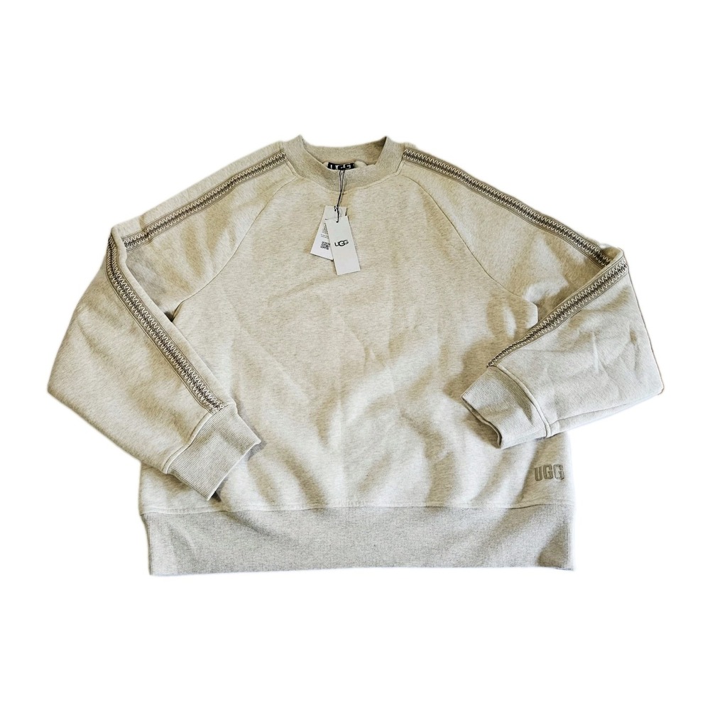 UGG Men's Tasman Crewneck In Beige Ribbon Trim Soft Material NWT